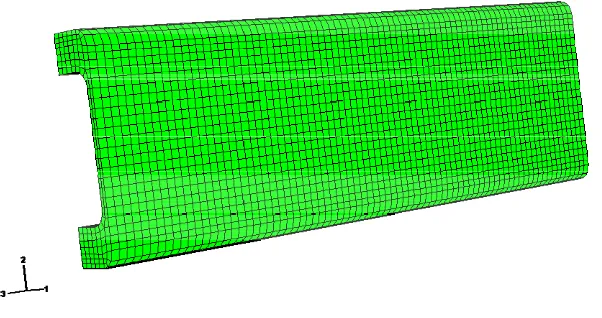 Figure 5: Finite element dicretisation of the core and longitudinal laminates 