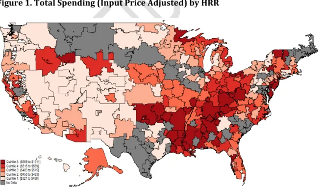 Figure 1. Total Spending (Input Price Adjusted) by HRR 