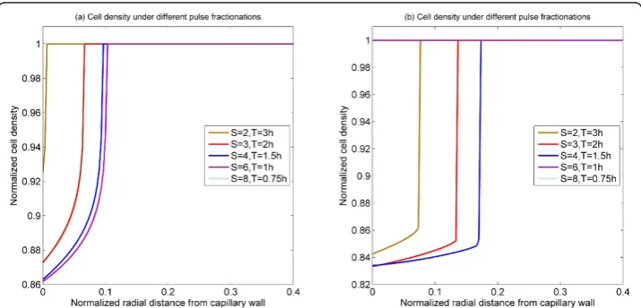 Figure 4 Spatial profiles of cell density at 12 h for 2 h injection of different pulse heights