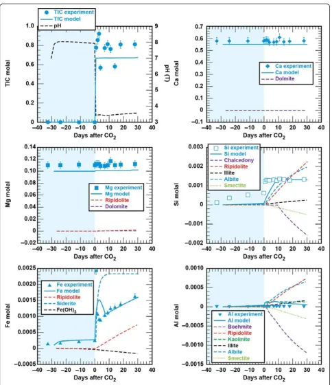 Figure 2 Carbonation of sandstone plotted as solution composition versus reaction time