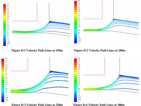 Figure D-3 Velocity Path Lines at 250m              Figure D-4 Velocity Path Lines at 300m 