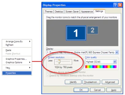 Figure 4. Changing the screen resolution settings