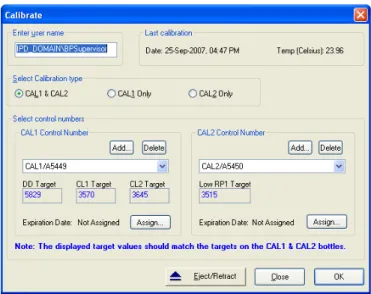 Figure 15. Calibrate dialog