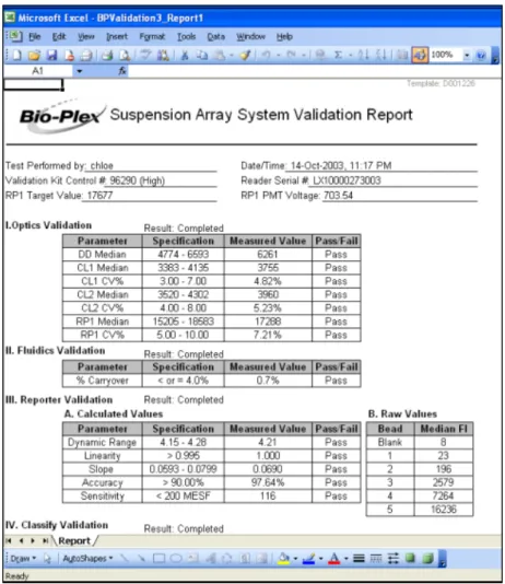 Figure 31. Validation results spreadsheet (Microsoft Excel)