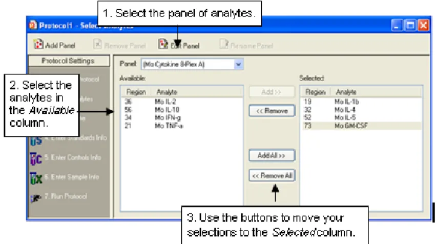 Figure 42. Selecting the analytes to be reported