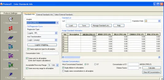 Figure 68. Entering information about standards