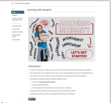 Fig. 1: Learning with integrity course home page