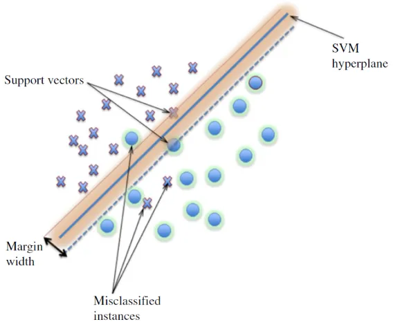 Figure 2.9: A linear support vector machine [34]