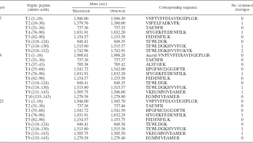 TABLE 1. Data for protein spots excised from the 2D gel