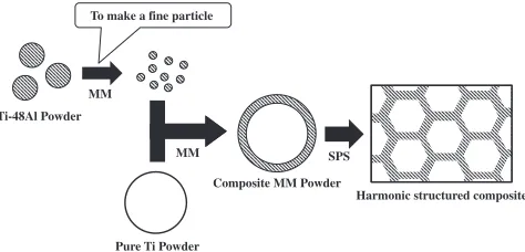 Fig. 1Schematic of the process to fabricate the harmonic-structuredcomposite by MM/SPS process.