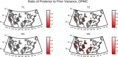 Fig. 4. Posterior medians of VS-Lite growth parameters. Note thatthe color scale for each parameter ranges over the interval on whichthe prior is supported, and is calibrated so that white indicates theprior median.