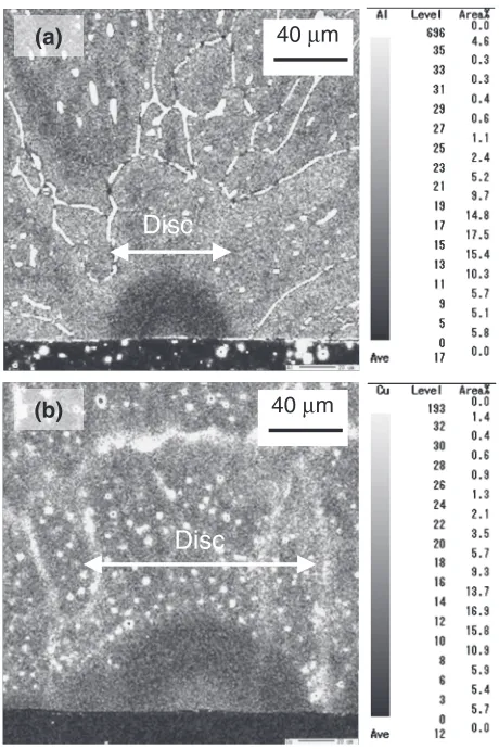 Fig. 13Solute distribution on the bottom of the superdisc in the Al­2Cualloy specimen poured at 800°C on the buffed chill block.