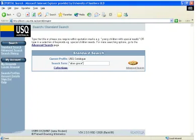 Figure 1:  Standard Search screen within DocEx 