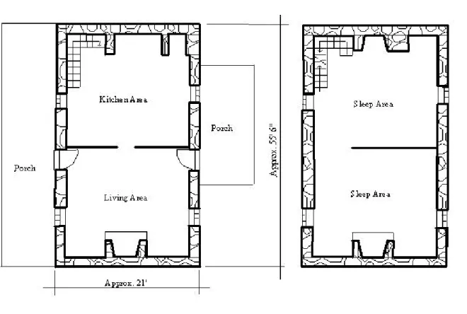 Figure 3: 1749 Original Stone Structure- First and Second Floor Plan