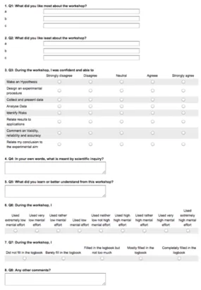 Figure 3. Survey response form 