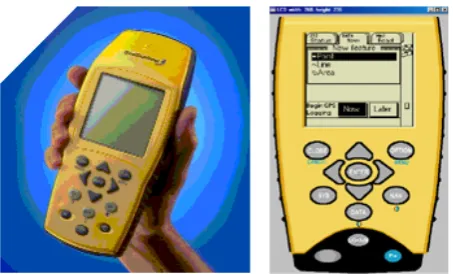 Figure 1.  TSC1 Controller (left) and Simulator (right).  (Source: Trimble Certified Training material and TSC1 simulator 2002) 
