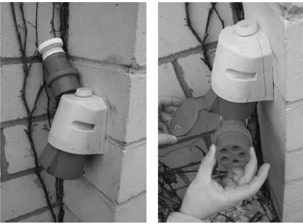 Fig. 1 & 2. A geocache disguised as a fake light bulb (left) and a geocache disguised as a bolt (right)
