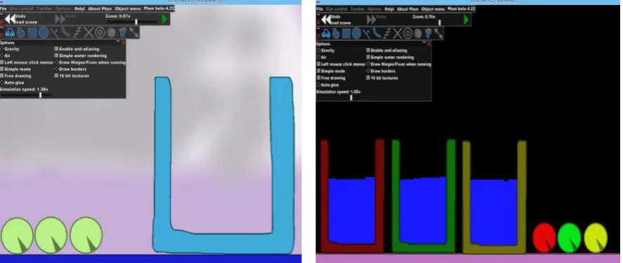 Figure 1. Example of simulation program output in topic of Archimedes’ principles.   