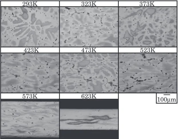 Fig. 7Microstructures of normal casting test pieces after rolling at different heating temperatures.