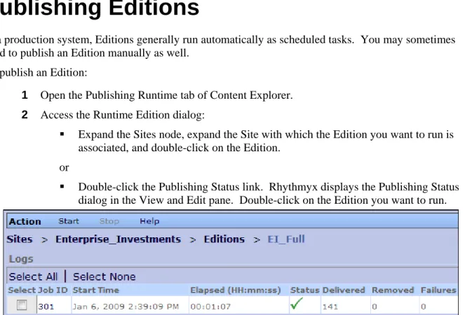 Figure 2: Runtime Edition page when an Edition is not running  3  In the Menu bar, click [Start]