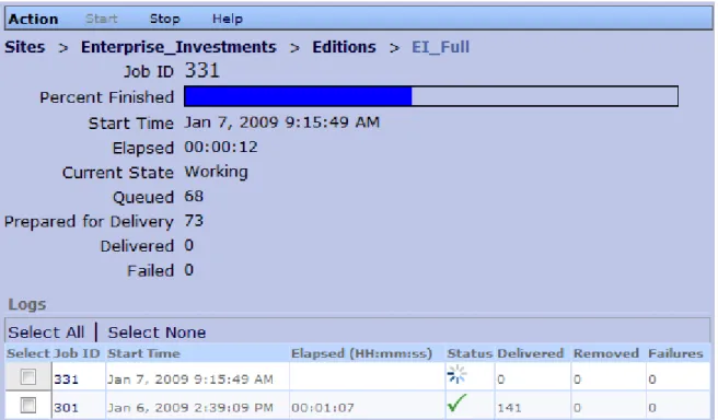 Figure 3: Runtime Edition page while an Edition is running 