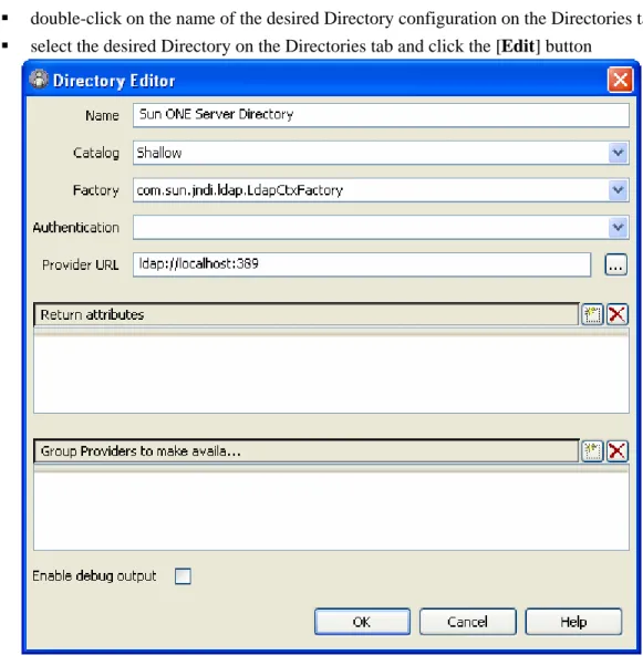 Figure 30: Example Directory Definition  Directory Editor Field Descriptions: 