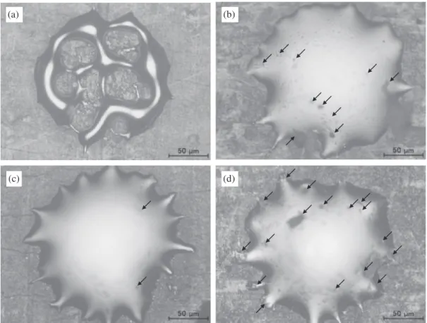 Fig. 20 Relationships between the porosity in both the boundary and inside regions, the adhesion strength, and the volume fraction of the amorphous phase in the Fe-10Cr sprayed coating ﬁlms as a function of the substrate temperature.