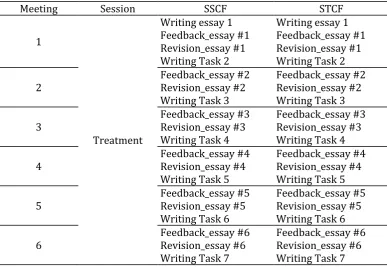 Table 2. The scheme of collaborative feedback treatment 