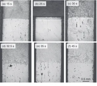 Fig. 7Change in solid-liquid interface in specimensof 2 mm in diameter with elapsed time.