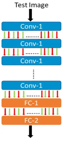 Figure 3.1 Illustration of how weight damage (red) is introduced into the network architecture