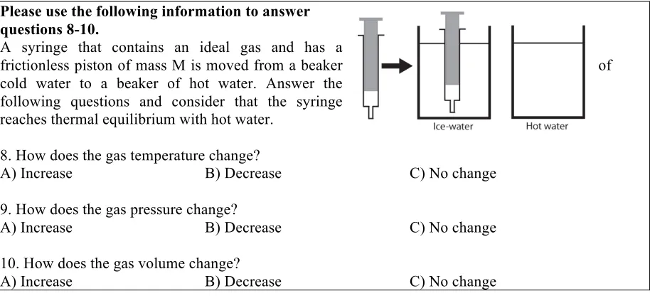 Figure 6: Question 8-10 on the Thermodynamic Concept Survey (TCS)  