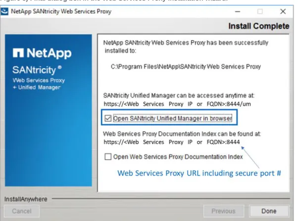 Figure 8) Final dialog box in the Web Services Proxy installation wizard. 
