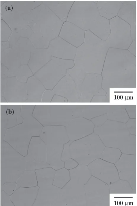 Fig. 4Optical micrographs of (a) Ti-15Mo-5Zr alloy and (b) Ti-15Mo-5Zr-1Fe alloy.