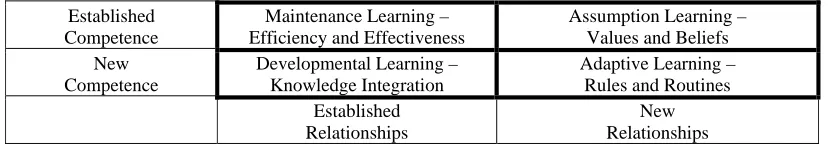 Figure 2: Four types of executive learning processes  
