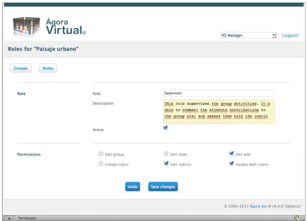 Figure 3. Role and permissions editing 