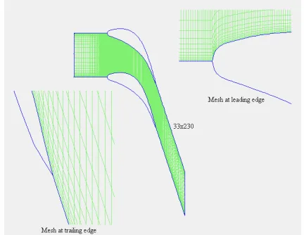 Fig. 1: The blade geometry of the nozzle blade cascade  