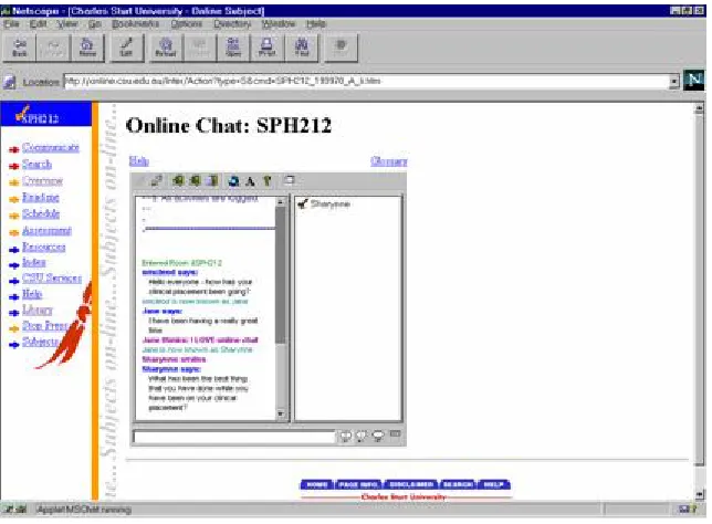 Figure 2. The online chat screen used by CSU speech pathology students  