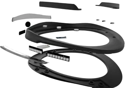 Figure (8) Exploded view of Halo light device including all its internal components and lighting
