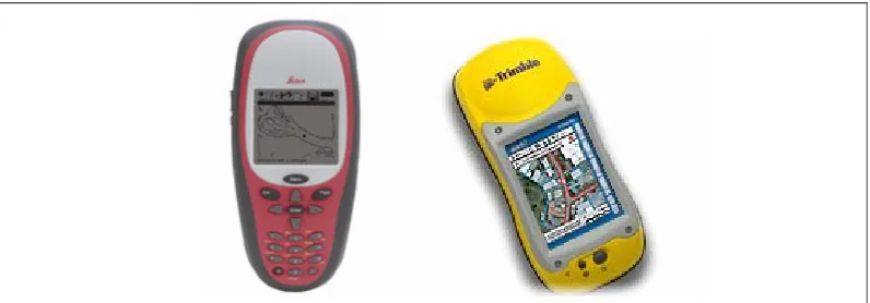 Figure 2.1  Leica GS20 PDM &  Trimble GeoXT Hand Held GPS units. 