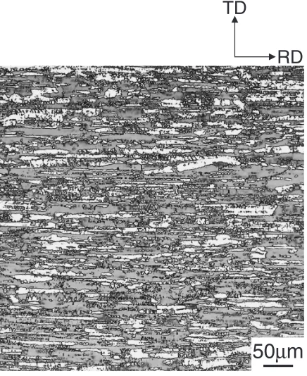 Fig. 14Optical microstructure on the mid-thickness section of ﬁnalannealed sheets with 78% cold-rolling reduction.