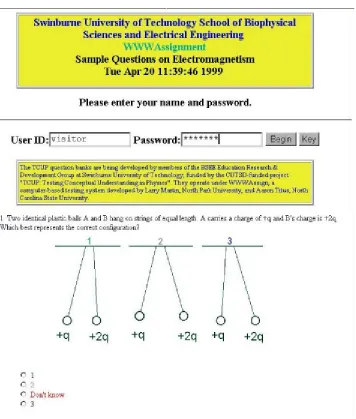 Figure 3. Typical question from one of the "sample test" TCUP question banks 
