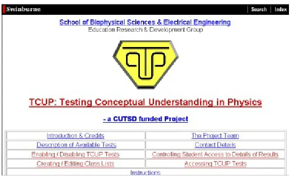 Figure 2. Instructors' TCUP administration page 