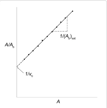Figure 2 Typical plot of idealized experimental data to facilitate calculation of the empirical constants, (Ab)sat and κ0.