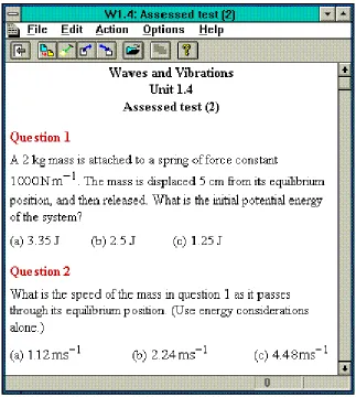 Figure 1. Assessed test sheet (Six question styles are available in SToMP. Only one, 'single selection from a list', is shown here.) 