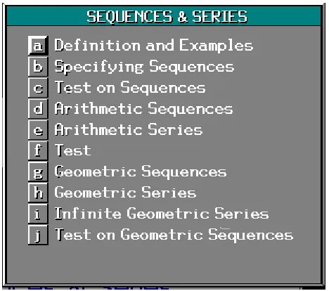 Figure 2. Typical subsection list 
