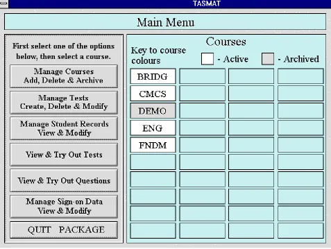 Figure 6. TASMAT screen 