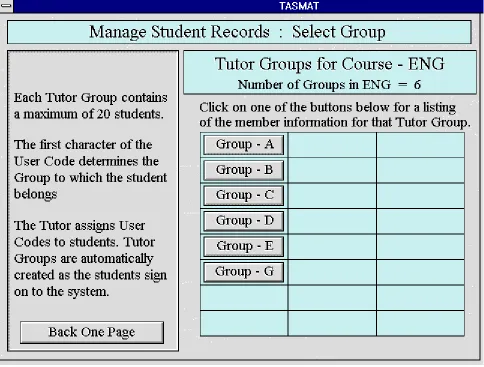 Figure 7. TASMAT tutorial groups 
