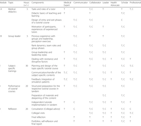 Table 1 Assessment of professional role competencies acquisition in the tutor qualification programme’s module components