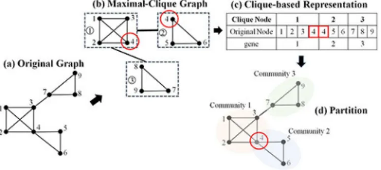 Fig. 5. Example for the clique-based representation. (a) Original graph G.