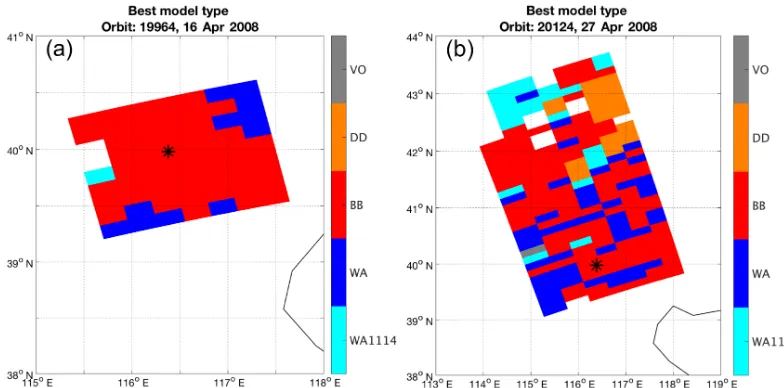 Figure 3. The main aerosol type of the retrieved model with the highest amount of evidence, i.e